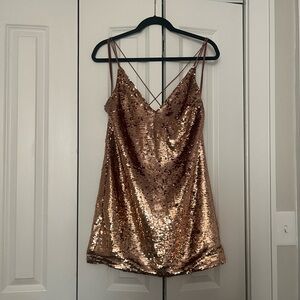 Bronze sequins backless cocktail dress. NYE